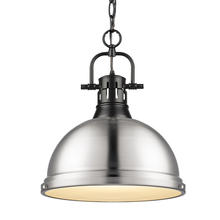  3602-L BLK-PW - Duncan 1-Light Pendant with Chain in Matte Black with Pewter